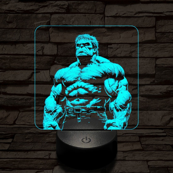 Hulk dühös 7 színű valósághű 3D led lámpa