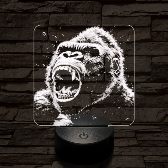 Kong dühös 7 színű valósághű 3D led lámpa