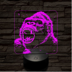 Kong dühös 7 színű valósághű 3D led lámpa