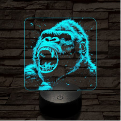 Kong dühös 7 színű valósághű 3D led lámpa