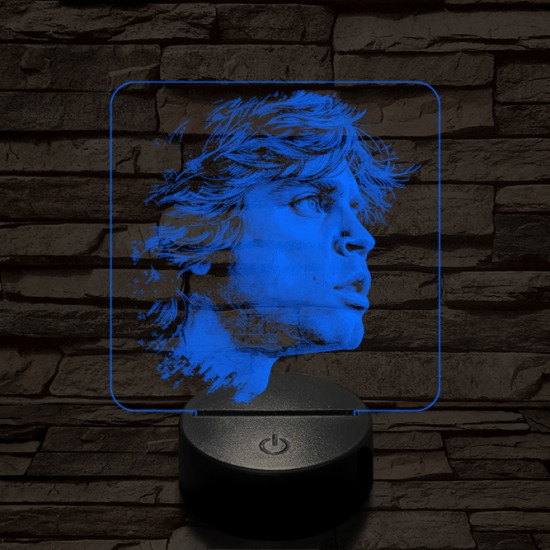 Luke Skywalker portré 7 színű valósághű 3D led lámpa
