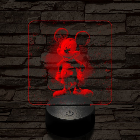 Mickey Egér vidám 7 színű valósághű 3D led lámpa