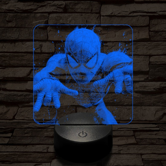 Pókember hálót vet 7 színű valósághű 3D led lámpa