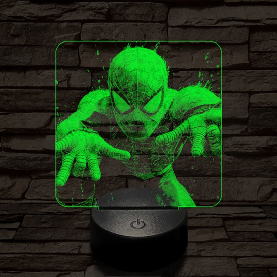 Pókember hálót vet 7 színű valósághű 3D led lámpa