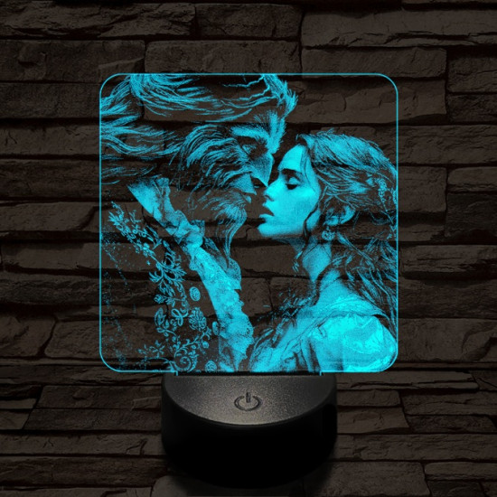 Szépség és a Szörnyeteg 7 színű valósághű 3D led lámpa