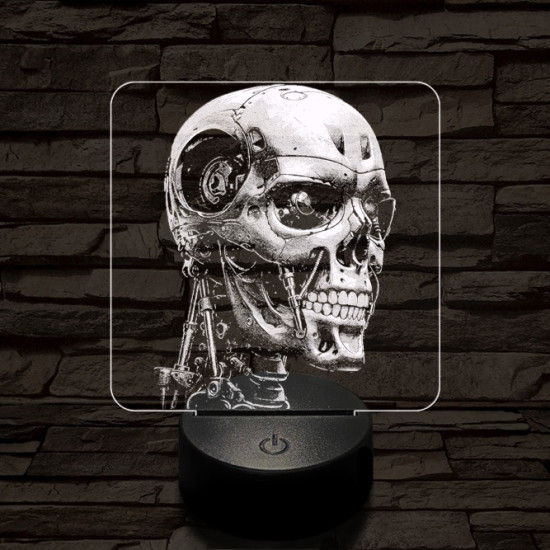 T-800-as halálosztó 7 színű valósághű 3D led lámpa