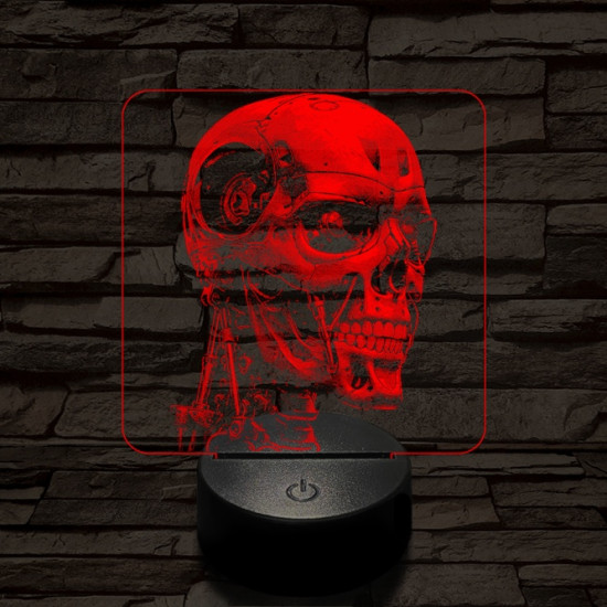 T-800-as halálosztó 7 színű valósághű 3D led lámpa
