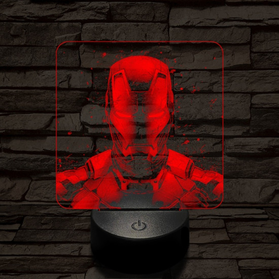 Vasember front 7 színű valósághű 3D led lámpa