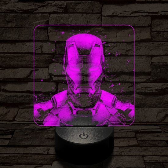 Vasember front 7 színű valósághű 3D led lámpa