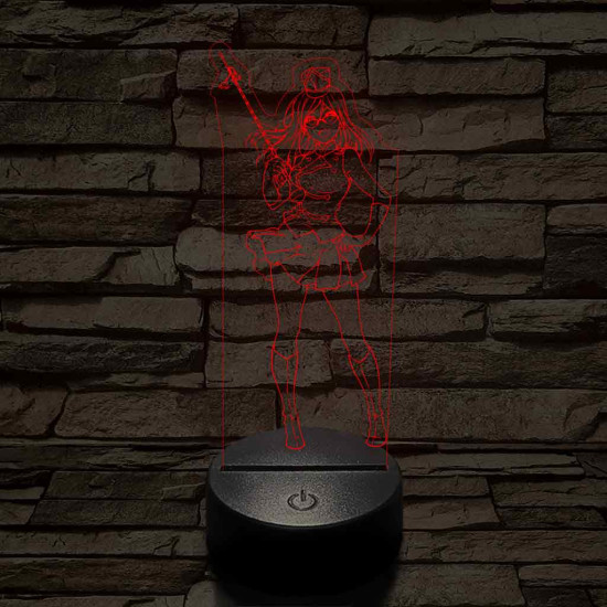 Anime mazsorett lány 7 színű 3D led lámpa