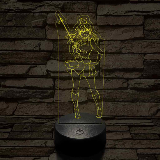 Anime mazsorett lány 7 színű 3D led lámpa