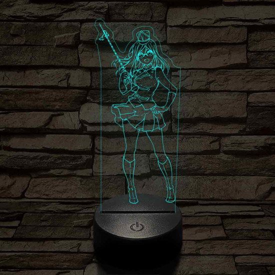 Anime mazsorett lány 7 színű 3D led lámpa