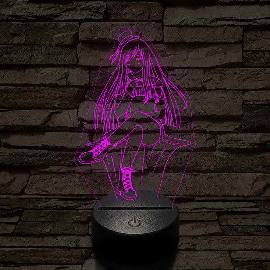 Anime csinos karakter 7 színű 3D led lámpa