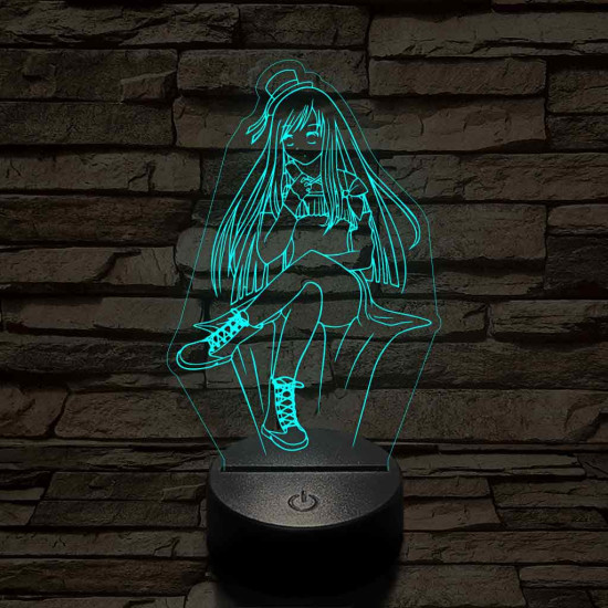 Anime csinos karakter 7 színű 3D led lámpa