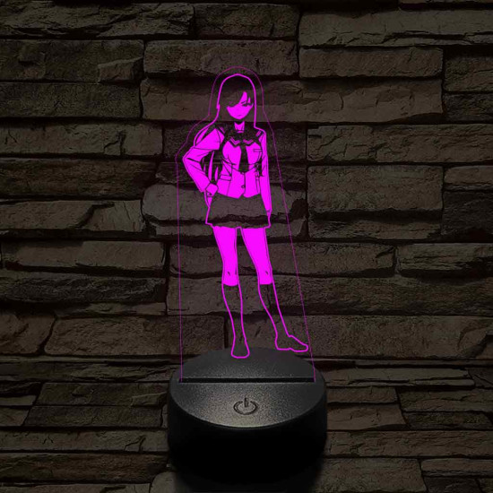 Anime iskolai egyenruhás lány 7 színű 3D led lámpa