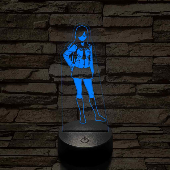 Anime iskolai egyenruhás lány 7 színű 3D led lámpa