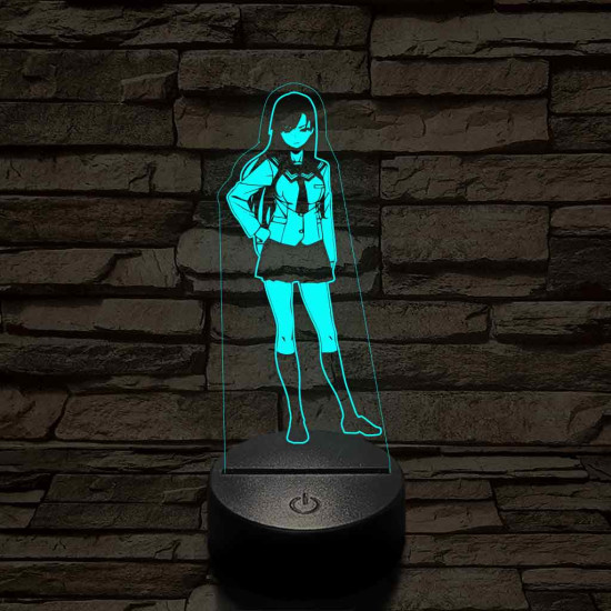 Anime iskolai egyenruhás lány 7 színű 3D led lámpa
