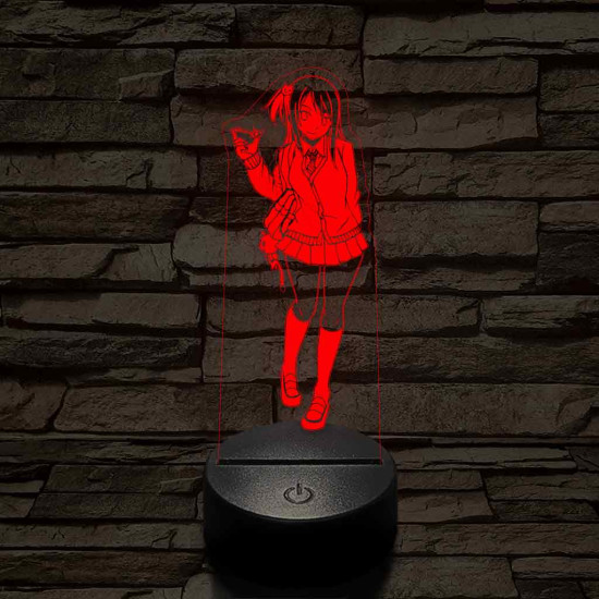 Anime sulis lány 7 színű 3D led lámpa