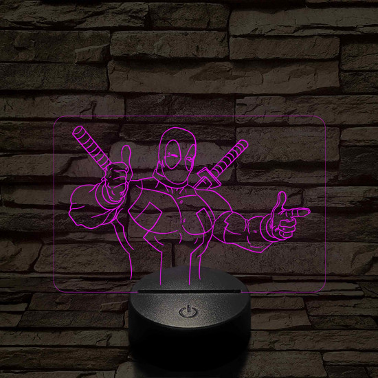 Deadpool kacsint 7 színű 3D led lámpa