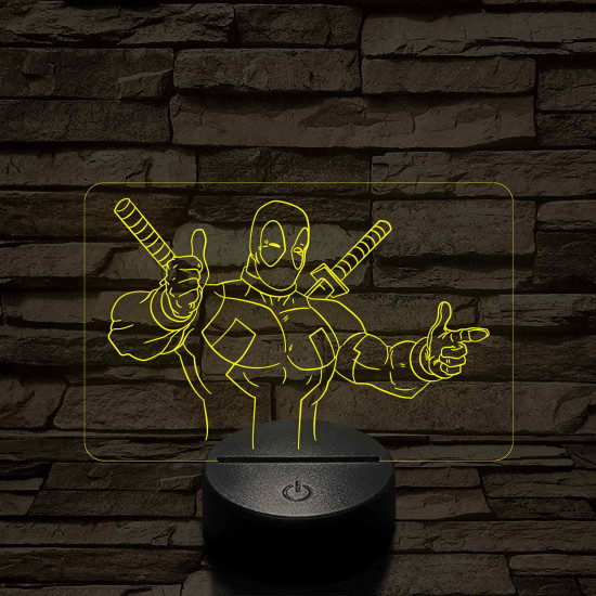 Deadpool kacsint 7 színű 3D led lámpa