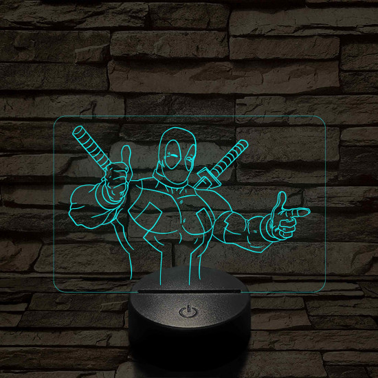 Deadpool kacsint 7 színű 3D led lámpa