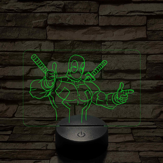 Deadpool kacsint 7 színű 3D led lámpa