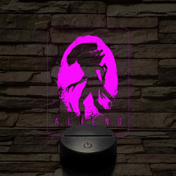 Aliens logo 7 színű 3D led lámpa