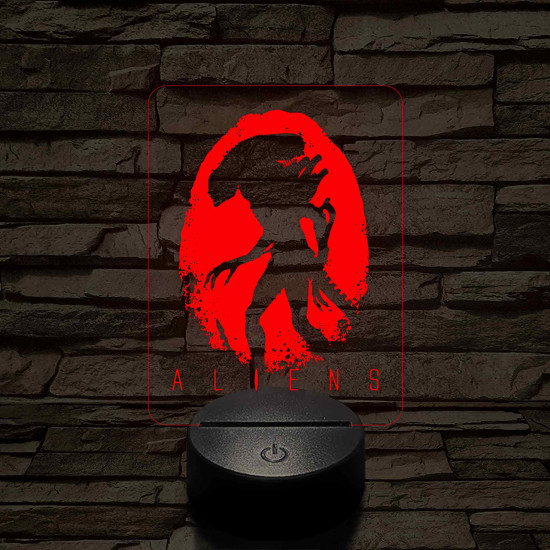 Aliens logo 7 színű 3D led lámpa
