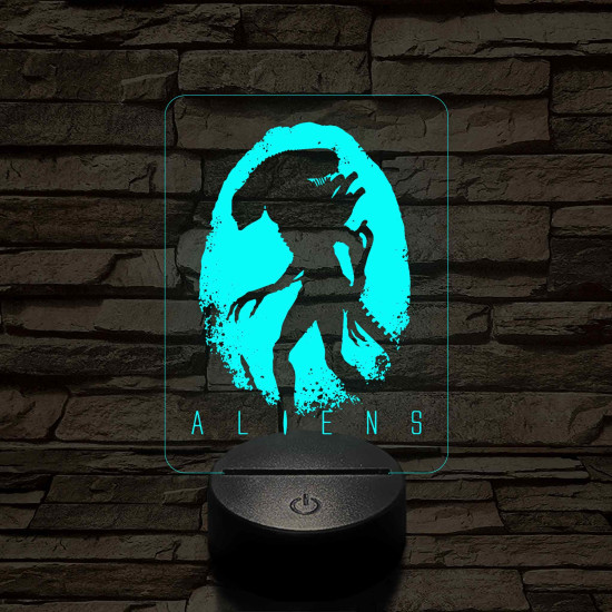 Aliens logo 7 színű 3D led lámpa