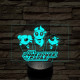 Power Puff Girlz 7 színű 3D led lámpa