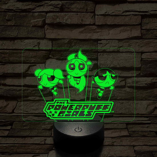 Power Puff Girlz 7 színű 3D led lámpa