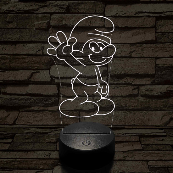 Hupikék-törpikék 7 színű  3D led lámpa