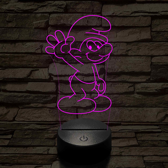 Hupikék-törpikék 7 színű  3D led lámpa