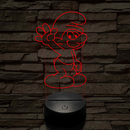 Hupikék-törpikék 7 színű  3D led lámpa