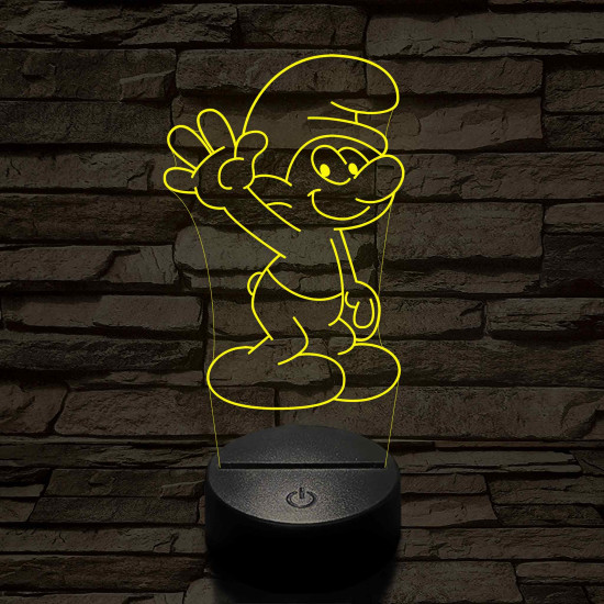 Hupikék-törpikék 7 színű  3D led lámpa