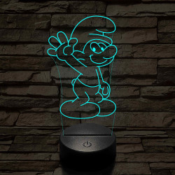 Hupikék-törpikék 7 színű  3D led lámpa