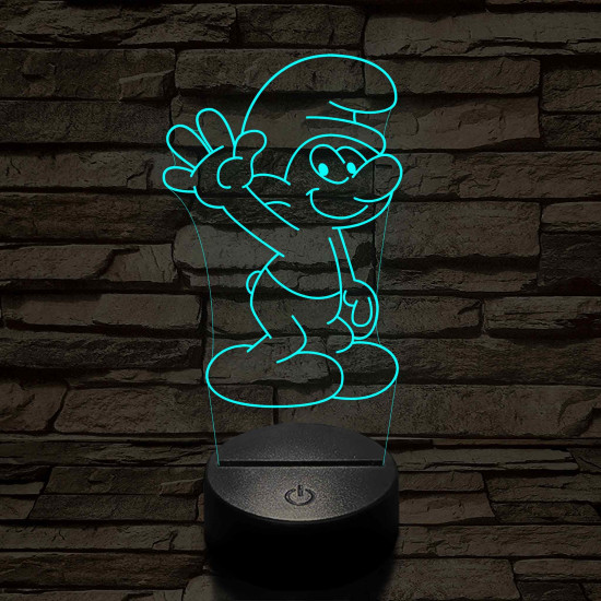 Hupikék-törpikék 7 színű  3D led lámpa