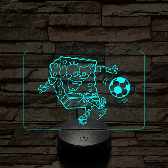 Focizó SpongyaBob – 7 színű, színváltós 3D LED lámpa