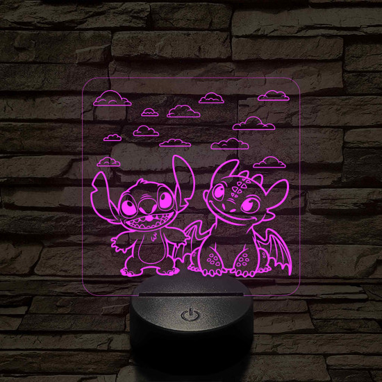 Űrkutya és a fognélküli 7 színű, színváltós 3D led lámpa