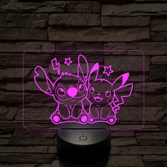 Űrkutya és Villámcsapás barátsága – 7 színű, színváltós 3D LED lámpa