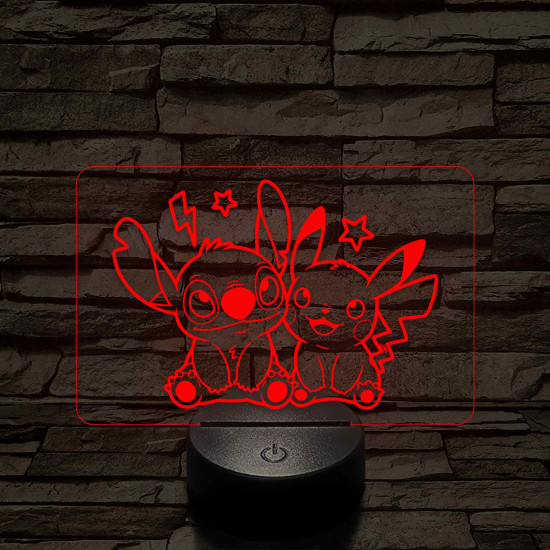 Űrkutya és Villámcsapás barátsága – 7 színű, színváltós 3D LED lámpa