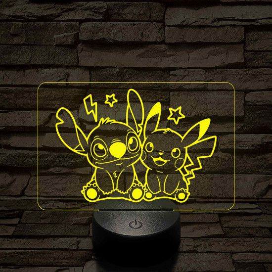 Űrkutya és Villámcsapás barátsága – 7 színű, színváltós 3D LED lámpa