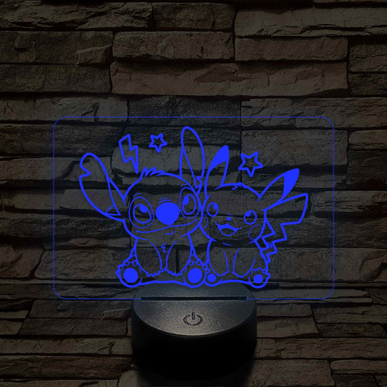 Űrkutya és Villámcsapás barátsága – 7 színű, színváltós 3D LED lámpa