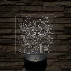 Űrkutya Love-Love – 7 színű, színváltós 3D LED lámpa