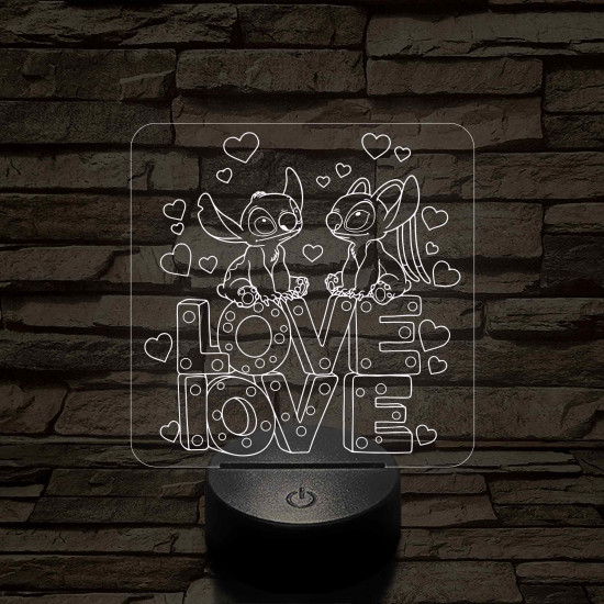 Űrkutya Love-Love – 7 színű, színváltós 3D LED lámpa