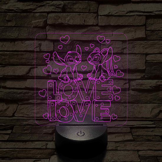 Űrkutya Love-Love – 7 színű, színváltós 3D LED lámpa