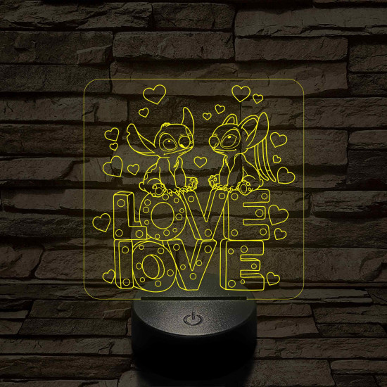 Űrkutya Love-Love – 7 színű, színváltós 3D LED lámpa