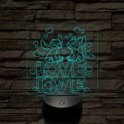 Űrkutya Love-Love – 7 színű, színváltós 3D LED lámpa