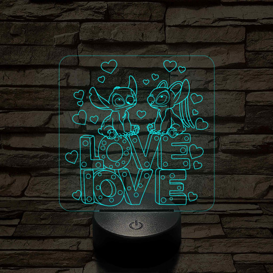 Űrkutya Love-Love – 7 színű, színváltós 3D LED lámpa