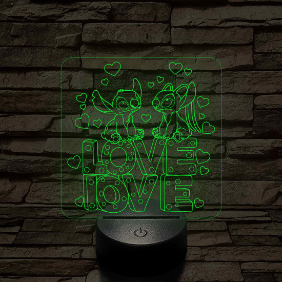 Űrkutya Love-Love – 7 színű, színváltós 3D LED lámpa